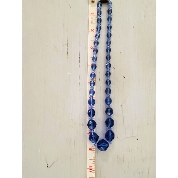Vintage Cobalt Blue Graduated Faceted Glass Bead Necklace - Picture 6 of 8